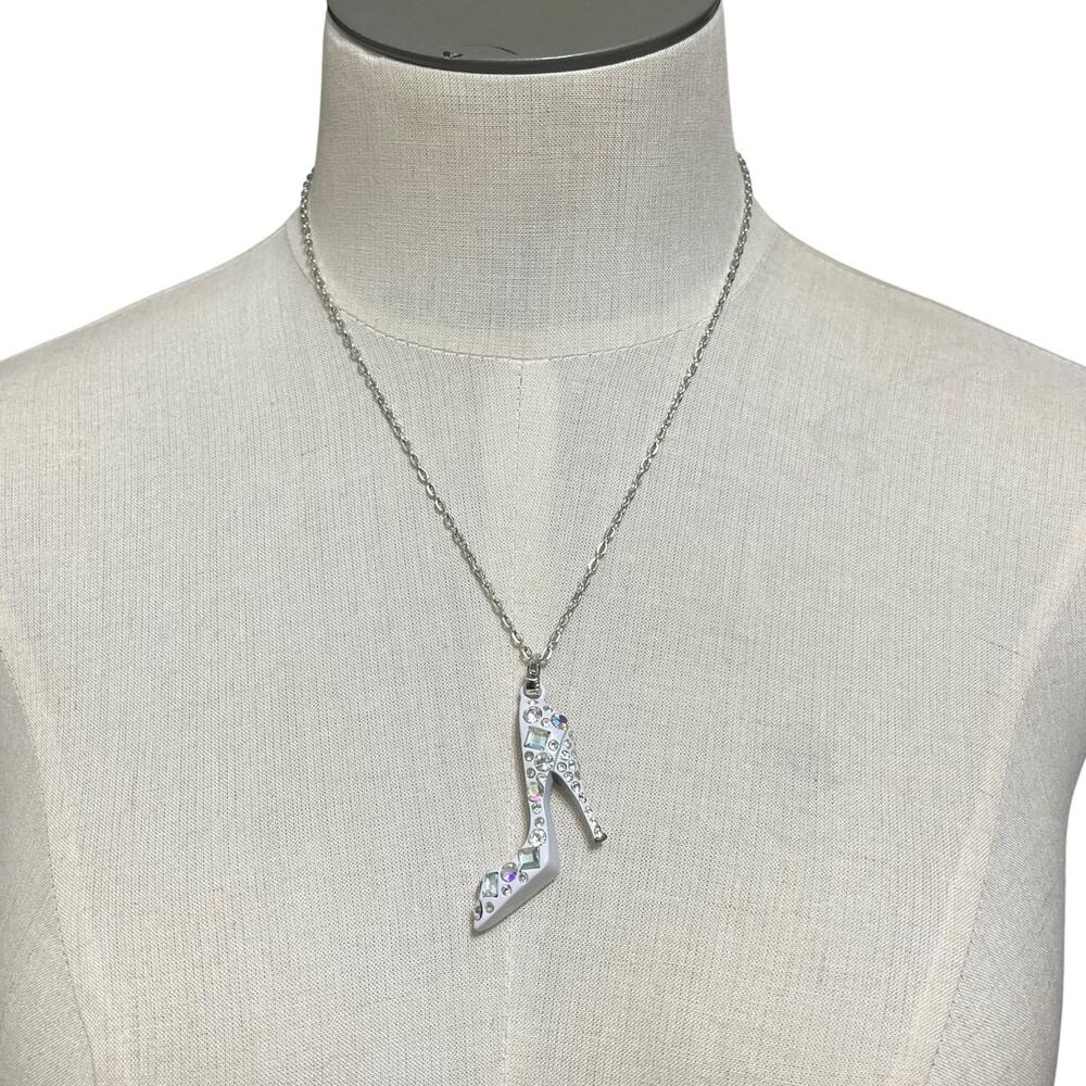 Silver Girly Crystal Rhinestone Ippo Delicate Fashion High Heel Pump Necklace